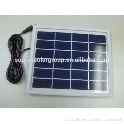 6V 3W wholesale small polycrystalline solar panel with plastic frame and 5m cables